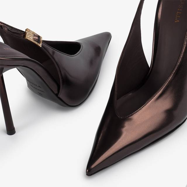 Le Silla Slingback metallizzata marrone fondente Shopping Online