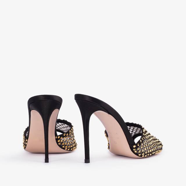 Le Silla Sandalo gioiello rete nero con Cristalli oro Online
