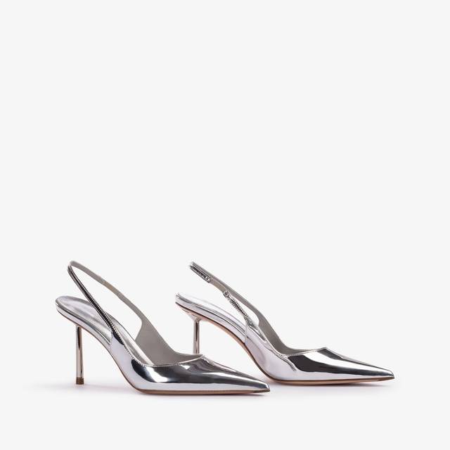 Le Silla Slingback metallizzata argento Nuova