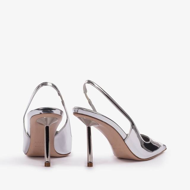 Le Silla Slingback metallizzata argento Nuova