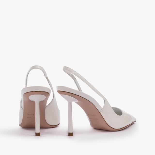 Le Silla Slingback stampa coccodrillo bianca carta Soddisfazione Garantita