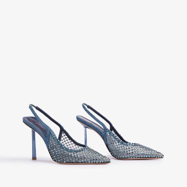 Le Silla Slingback gioiello rete blu denim Fino Al -60%