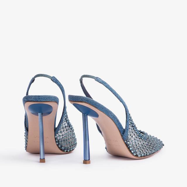Le Silla Slingback gioiello rete blu denim Fino Al -60%