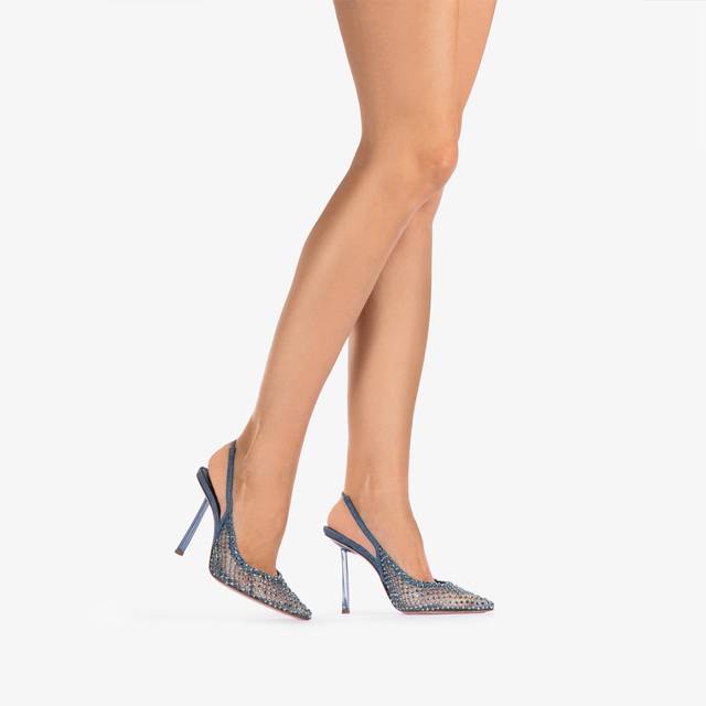 Le Silla Slingback gioiello rete blu denim Fino Al -60%