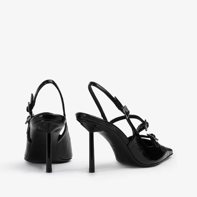 Le Silla Slingback con listini stampa coccodrillo nera Sottocosto