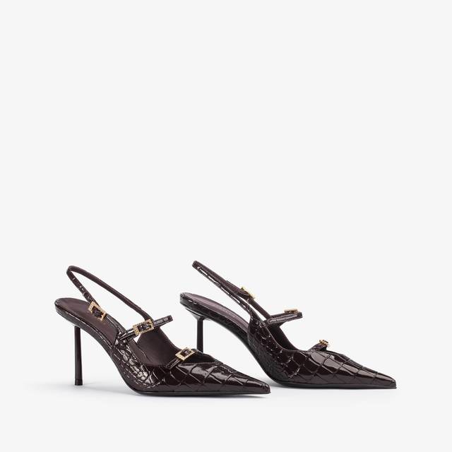 Le Silla Slingback con listini stampa coccodrillo marrone fondente Convenienza