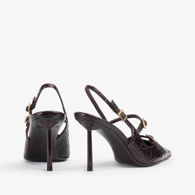 Le Silla Slingback con listini stampa coccodrillo marrone fondente Convenienza