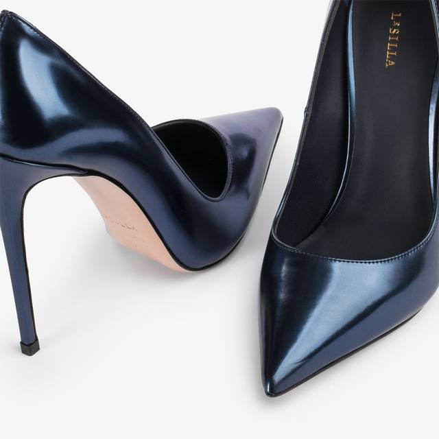 Le Silla Décolleté metallizzata blu danubio In Saldo