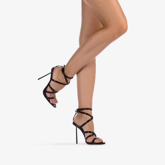 Le Silla Sandalo con fasce incrociate vernice nero Moda