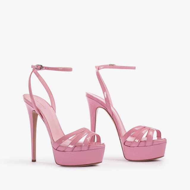 Le Silla Sandalo con plateau vernice rosa dea Promozione