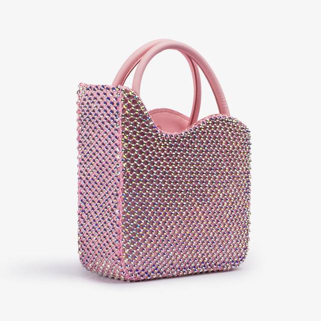 Le Silla Small bag raso rosa dea con Cristalli Pezzi Unici