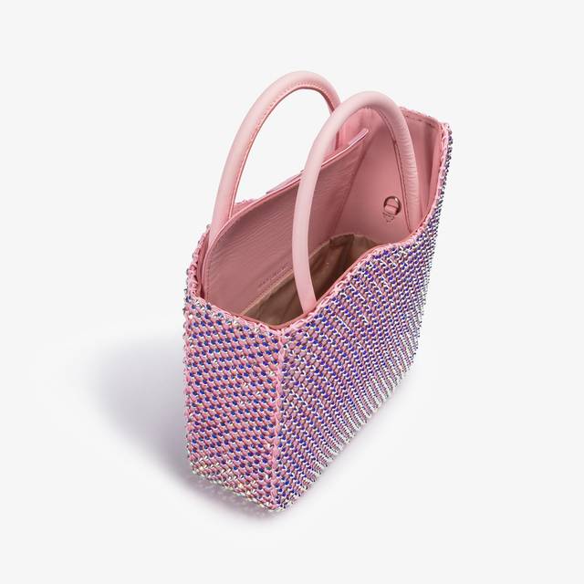 Le Silla Small bag raso rosa dea con Cristalli Pezzi Unici