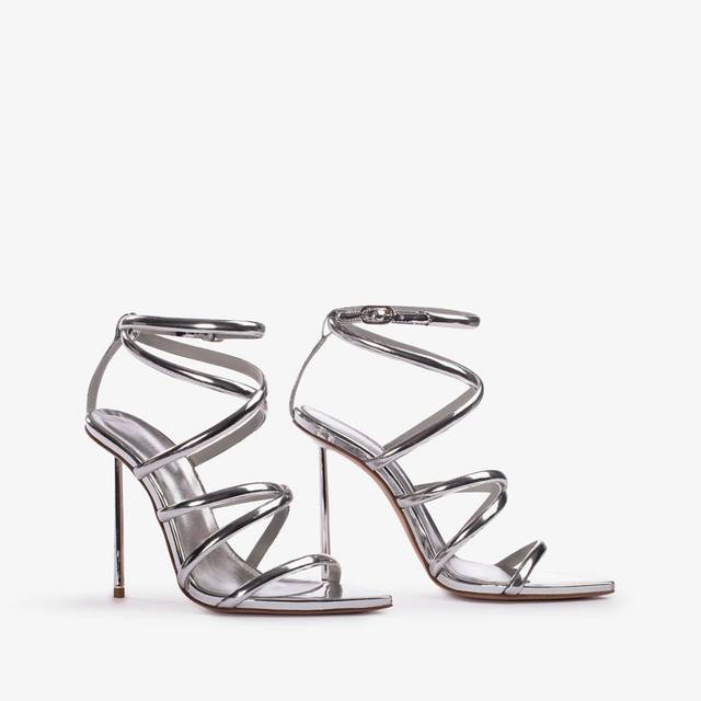 Le Silla Sandalo con fasce incrociate metallizzato argento Negozi Online