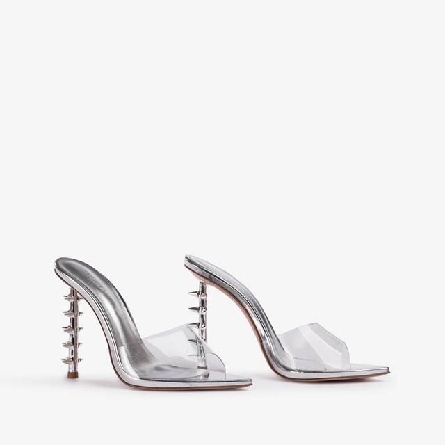 Le Silla Sandalo mule plexy argento con borchie Acquista Ora