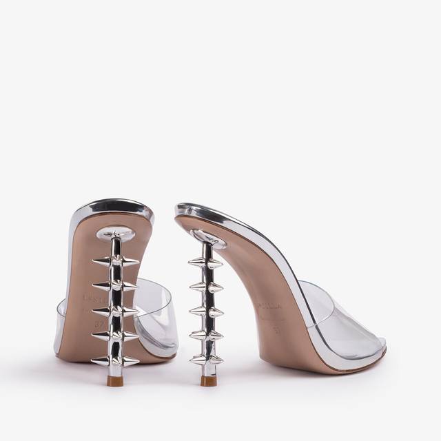 Le Silla Sandalo mule plexy argento con borchie Acquista Ora