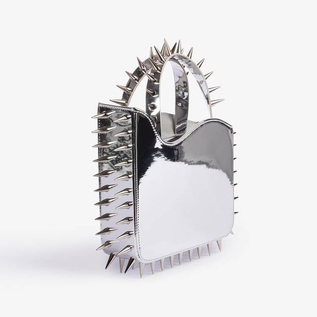 Le Silla Small bag metallizzata argento con borchie Consegna Veloce