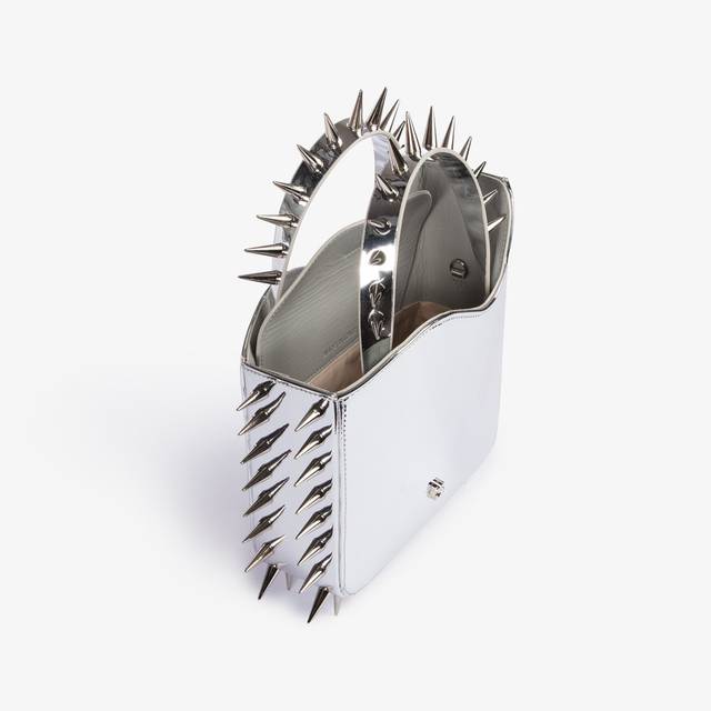 Le Silla Small bag metallizzata argento con borchie Consegna Veloce
