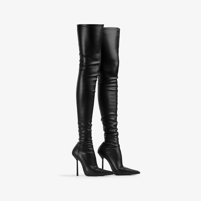 Le Silla Stivale sopra il ginocchio pelle vegan stretch nero Offerte