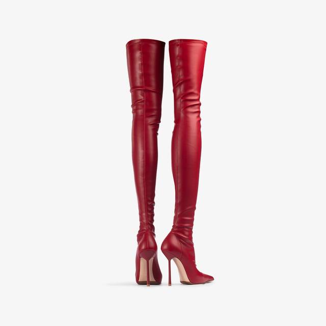 Le Silla Stivale sopra il ginocchio pelle vegan stretch rosso Vendita Calda