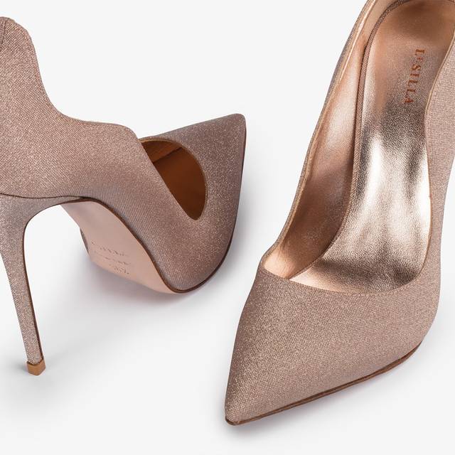Le Silla Décolleté glitter nude skin Italia
