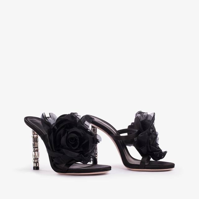 Le Silla Sandalo fiore raso nero Qualità