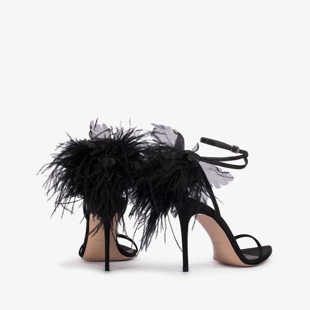 Le Silla Sandalo fiore raso nero Vendita