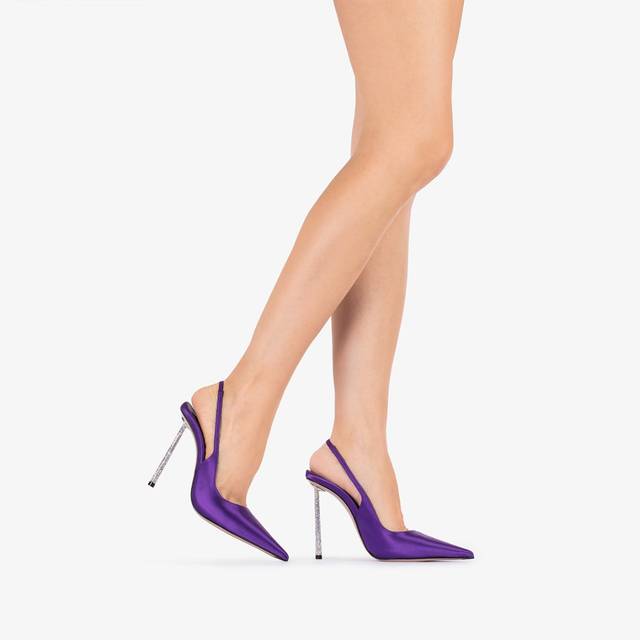 Le Silla Slingback raso viola kamala Qualità Garantita
