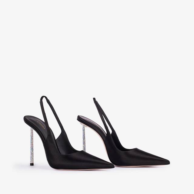 Le Silla Slingback raso nero Negozi Online