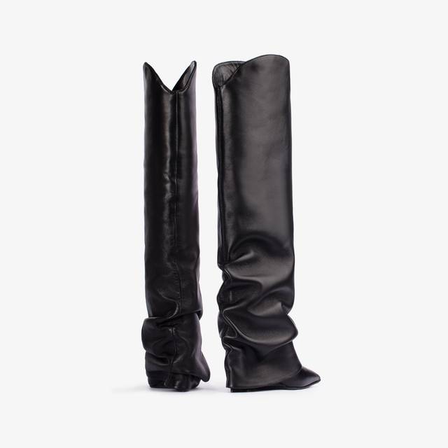 Le Silla Stivale al ginocchio con risvolto d'ispirazione Western nappa nero Presa