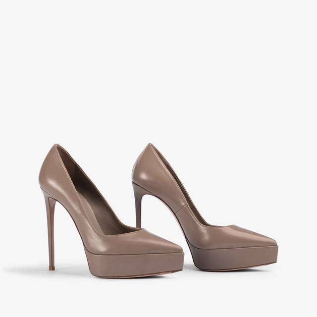Le Silla Décolleté con plateau pelle grigia sesamo Economico