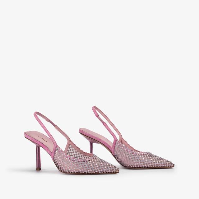 Le Silla Slingback gioiello rete denim rosa dea Negozio
