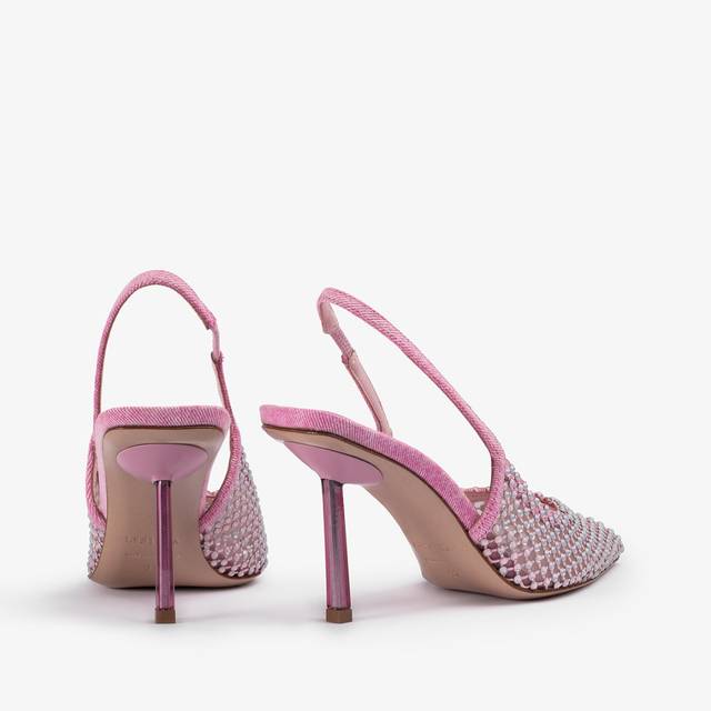 Le Silla Slingback gioiello rete denim rosa dea Negozio