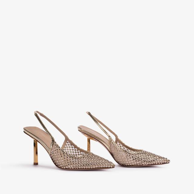 Le Silla Slingback gioiello rete e Cristalli platino In Saldo