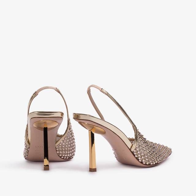 Le Silla Slingback gioiello rete e Cristalli platino In Saldo