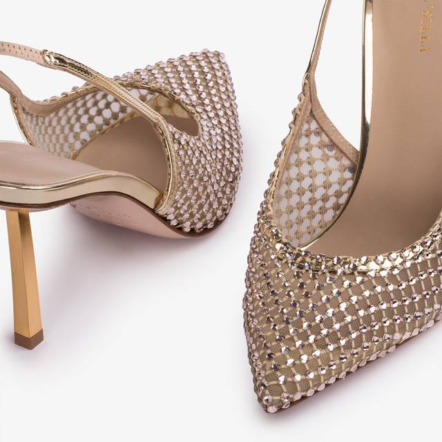 Le Silla Slingback gioiello rete e Cristalli platino In Saldo