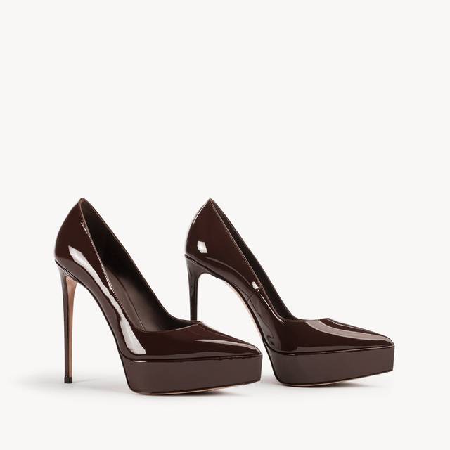 Le Silla Décolleté con plateau vernice marrone fondente 2025