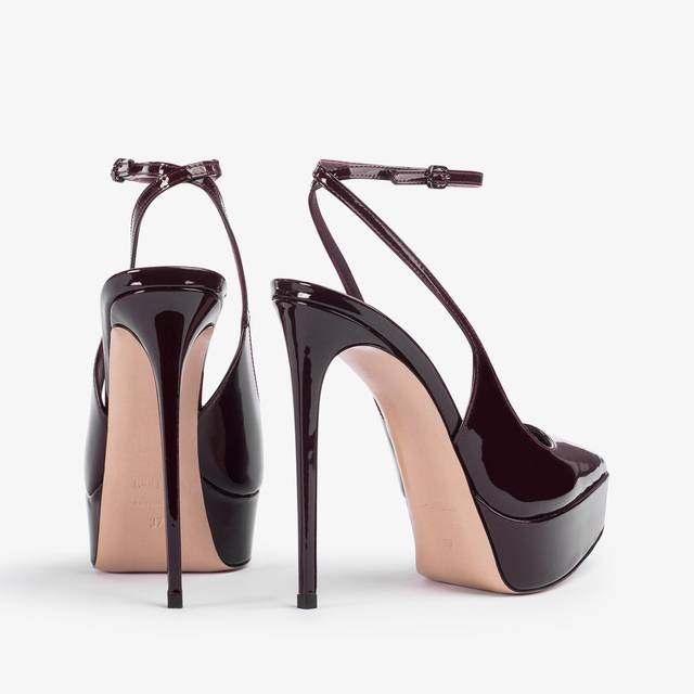 Le Silla Slingback con plateau vernice rossa cherry Italy