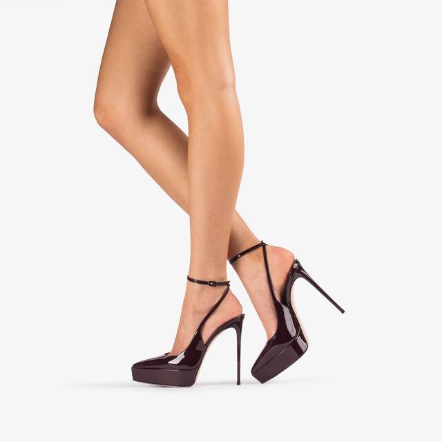 Le Silla Slingback con plateau vernice rossa cherry Italy