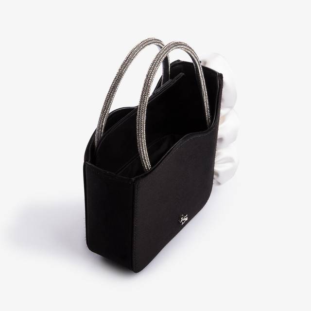 Le Silla Mini bag raso nero e Cristalli con rose Promozione Limitata