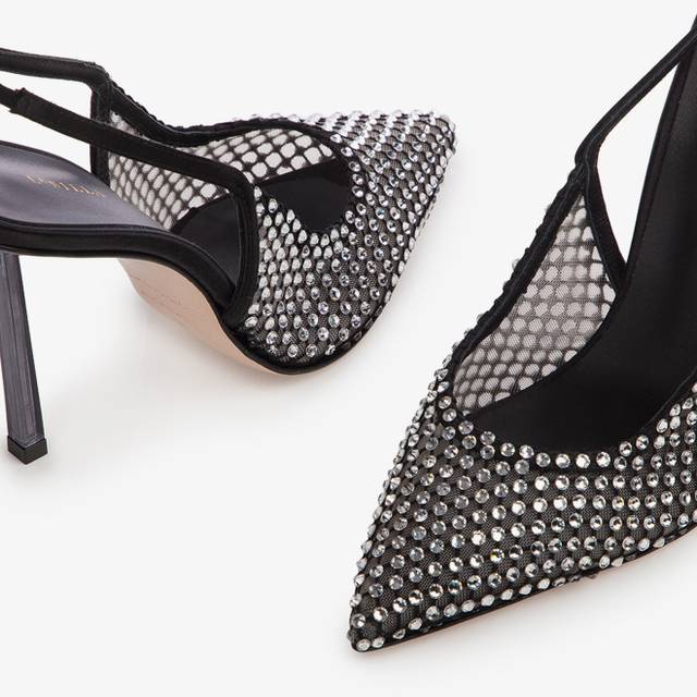 Le Silla Slingback gioiello rete nera Shopping Online