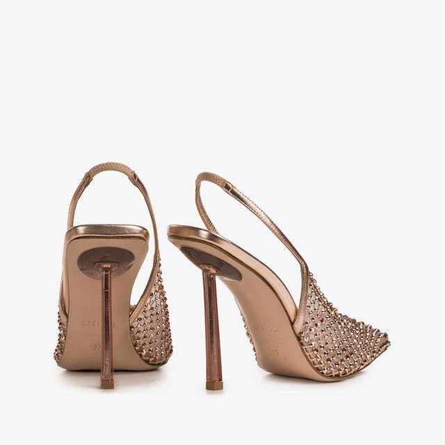 Le Silla Slingback gioiello rete oro rosa Prezzo Ridotto