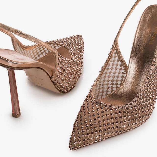 Le Silla Slingback gioiello rete oro rosa Prezzo Ridotto