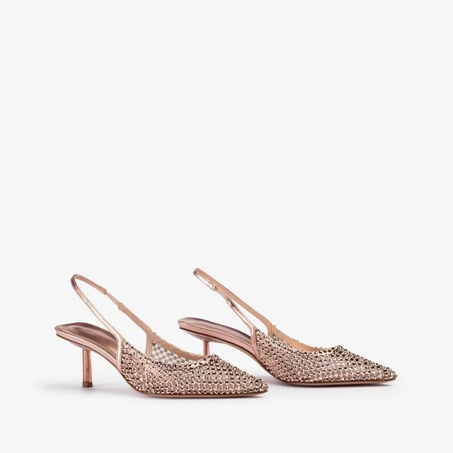 Le Silla Slingback gioiello rete oro rosa Sottocosto
