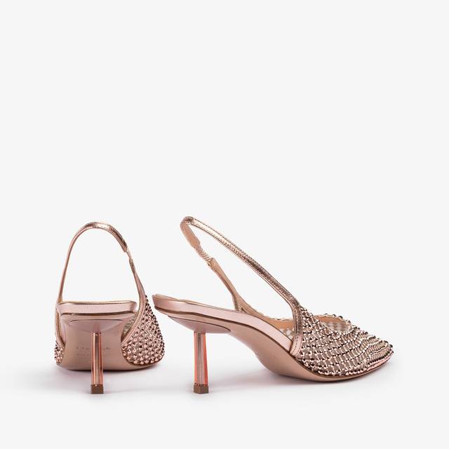 Le Silla Slingback gioiello rete oro rosa Sottocosto