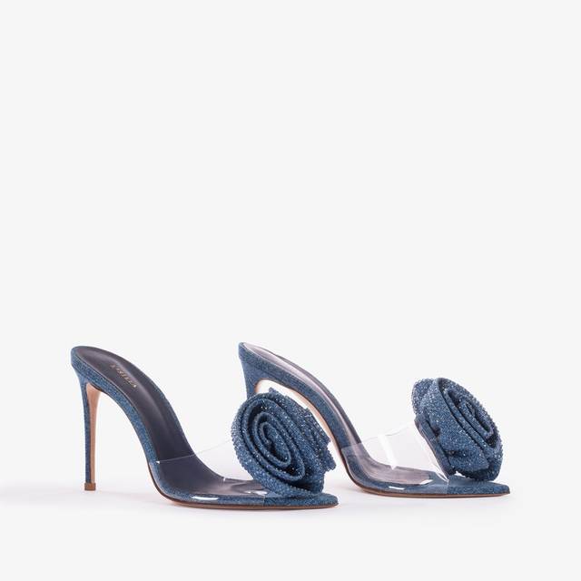 Le Silla Sandalo mule gioiello denim e plexy blu e Cristalli Vendite Flash