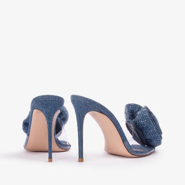 Le Silla Sandalo mule gioiello denim e plexy blu e Cristalli Vendite Flash