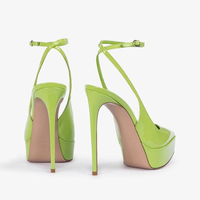 Le Silla Slingback con plateau vernice verde apple Fino al 55% di sconto