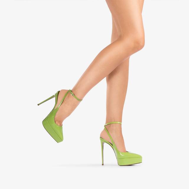 Le Silla Slingback con plateau vernice verde apple Fino al 55% di sconto