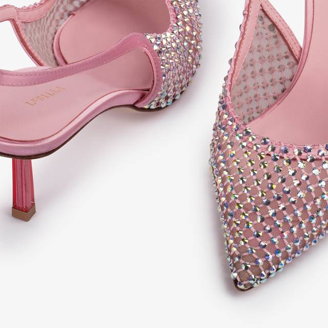 Le Silla Slingback gioiello rete rosa dea e Cristalli Prezzo Ridotto