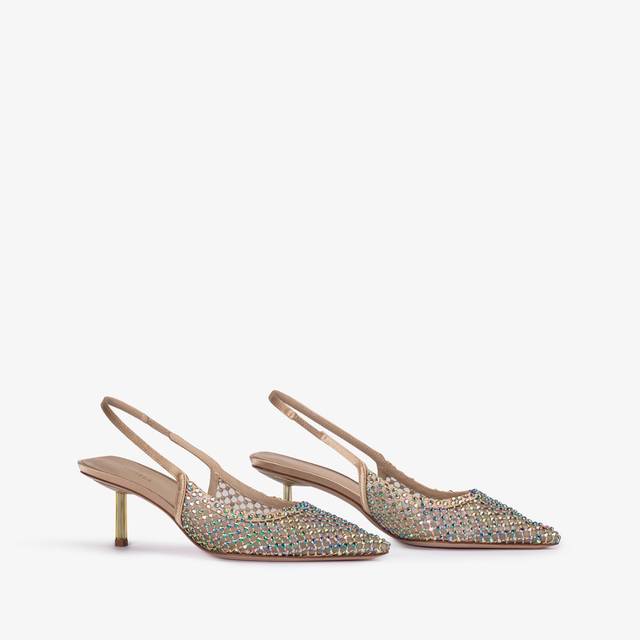 Le Silla Slingback gioiello rete oro e Cristalli iridescenti Sottocosto